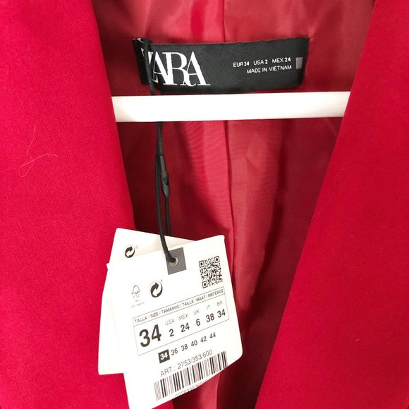 NWT Zara Tailored Single Button Red Blazer Jacket - Picture 8 of 11